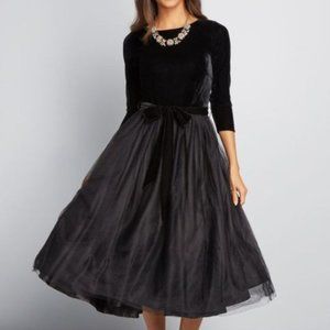 Collectif X Modcloth Black Velvet Midi Dress